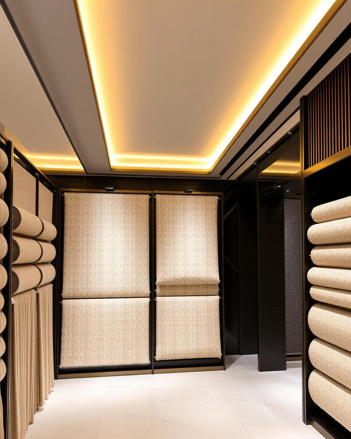 Skyliving Shades showroom with premium curtain and blind fabrics